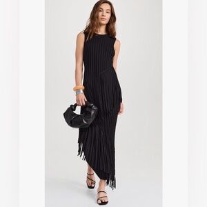 New With Tags Simon Miller Black Spiral Fringe Maxi Dress Medium